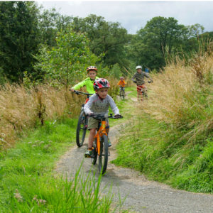 Children mountain biking at Whithaugh Park